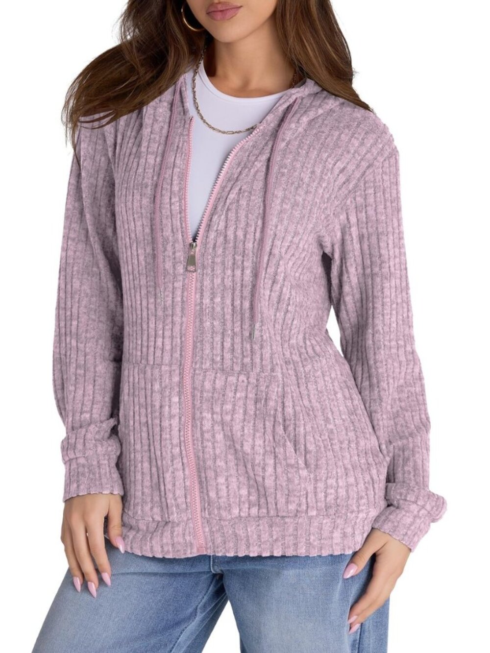 Zip Up Hoodie Women Oversized Sweatshirt Long Sleeve 2026 Fall Outfit